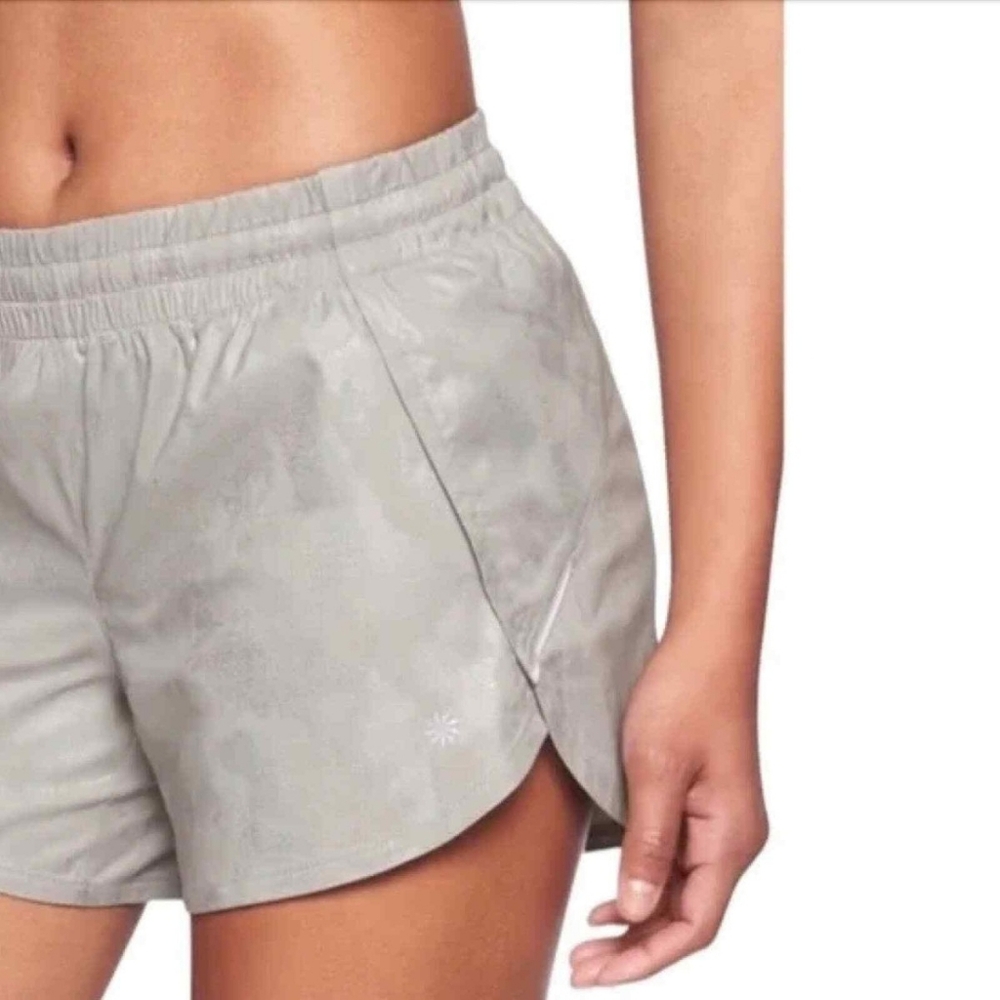 Athleta Printed Hustle 3" Shorts Light Gray Women's Size‎ S